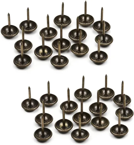 Miniatura 40 de MroMax 120 tachuelas de clavos para tapicería de 0.47 pulgadas de diámetro, hierro de estilo vintage, de metal, redondos, de 0.67 pulgadas de altura