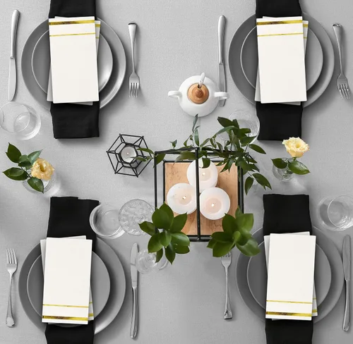 Miniatura 3 de Gift Boutique 100 Servilletas de invitado con borde dorado elegantes, servilletas de mano para cena, toalla para fiestas de Navidad, baño, boda