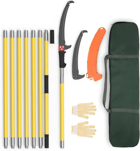 Miniatura 8 de Sierras de poste para podar árboles, podadoras extensibles de 7.3 a 27 pies, podadora de mango largo, hoja de acero afilada y tijeras para recortar
