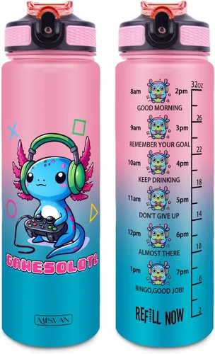Miniatura 21 de Botellas de agua de 32 onzas, con marcador de tiempo, botella de agua reutilizable, botella de agua deportiva, botellas de agua de plástico, botella