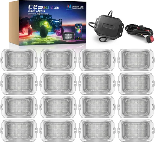 Miniatura 13 de MICTUNING C2 Max RGB+IC Chasing Color Rock Lights - 2 piezas (no incluye controlador)