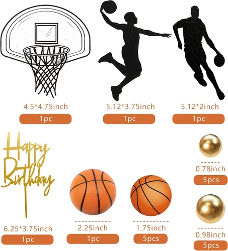 Miniatura 2 de 20 decoraciones para pasteles de baloncesto, decoraciones de pastel con temática de estrellas de baloncesto para decoración de pastel de cumpleaños