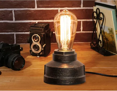Miniatura 5 de Base de lámpara de mesa pequeña con control táctil, luz táctil industrial, base de bombilla Edison vintage, regulable para mesita de noche, luz
