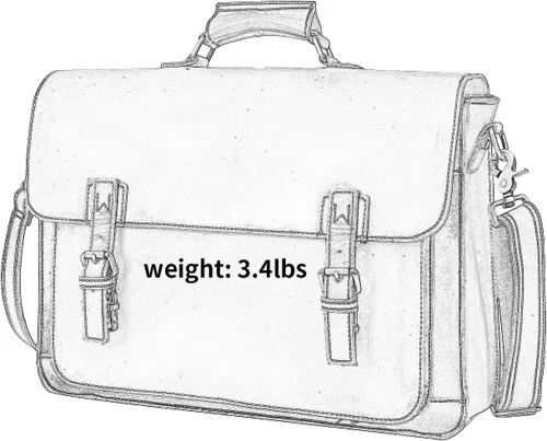 Miniatura 3 de Bolsa de mensajero de cuero para hombres 17.3 pulgadas maletín para computadora portátil de grano completo de cuero de grano completo bolsa de viaje