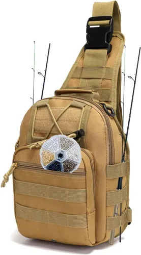 Miniatura 7 de Mochila ligera para aparejos de pesca, resistente al agua, soporte para caña de pescar todo en uno y almacenamiento