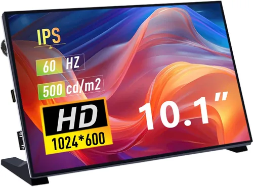 GeeekPi Pantalla LCD de 10.1 pulgadas para Raspberry Pi, pantalla LCD IPS de 1024 x 600, monitor portátil HDMI para Raspberry Pi 5/Pi