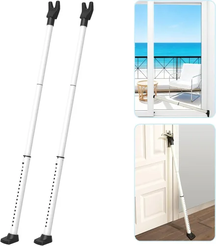 Miniatura 7 de Barra de seguridad para puerta mejorada y barra de bloqueo de puerta deslizante, topes de puerta, bloqueo de puerta ajustable y resistente