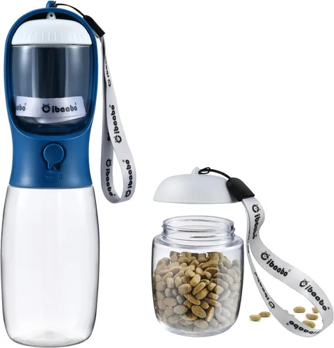 Miniatura 19 de Cibaabo Botella de agua para perros con contenedor de alimentos, cuenco de agua para cachorros de viaje, dispensador portátil para mascotas