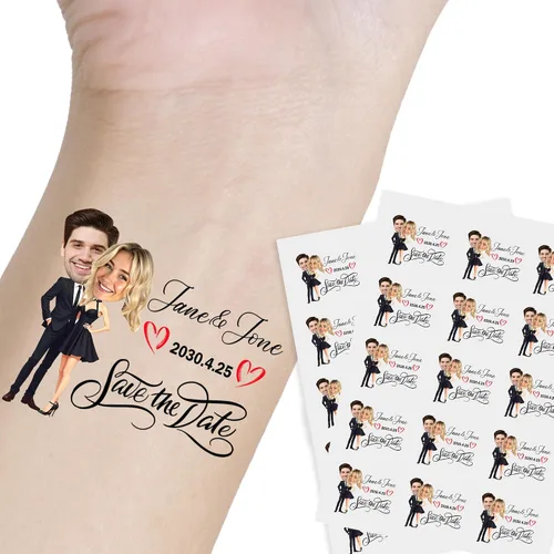 Miniatura 12 de Tatuaje personalizado con nombre y cara, tatuaje temporal personalizado para adultos, niños, amados, un amigo o familia, cara con nombre, 2 x 2