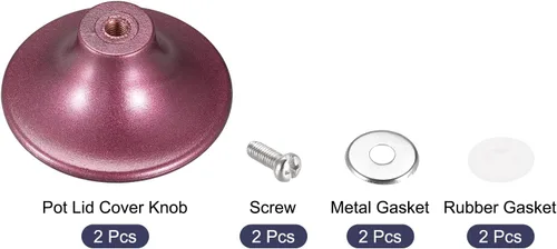 Miniatura 3 de MECCANIXITY Pomo universal para tapa de olla, perilla de repuesto de acero inoxidable, 2.126 x 0.906 in, color rojo, para cubierta de olla
