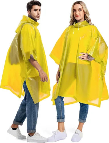 Miniatura 51 de Paquete de 2 ponchos de lluvia para adultos, reutilizables, impermeables, de supervivencia, emergencia, resistente, con capucha con cordón