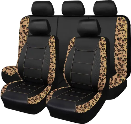 Miniatura 18 de Fundas para asientos de coche Flying Banner, protectoras, impermeables, de cuero sintético con fibra de carbono para asientos delanteros y traseros