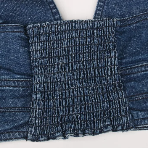 Miniatura 6 de Camiseta corta sin mangas con botones en la parte delantera y cuello en V profundo para mujer, corsé sin espalda