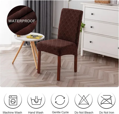 Miniatura 7 de Genina Fundas Impermeables para Sillas de Comedor, Fundas Elásticas de Jacquard para Sillas de Comedor Removibles y Lavables, Protector de Silla