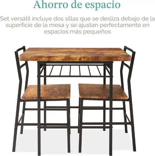 Miniatura 3 de Best Choice Products Juego de comedor moderno de 3 piezas, comedor que ahorra espacio para cocina, comedor, espacio pequeño con marco de acero
