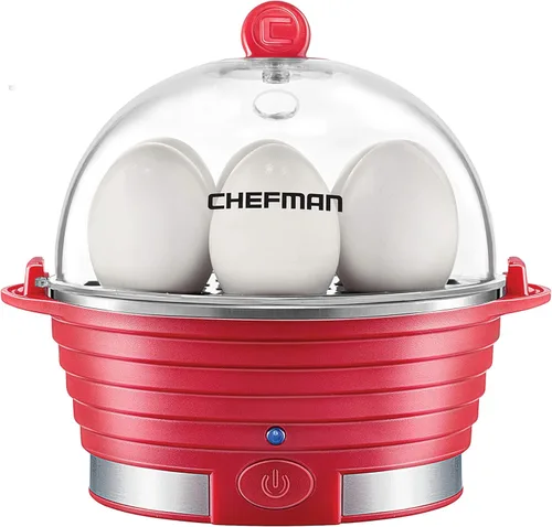 Miniatura 9 de Chefman Egg-Maker Escalfador Rápido, Vaporera de Alimentos y Verduras, Hace Rápidamente Hasta 6, Duros, Medianos o Suaves Hervidos, Bandeja