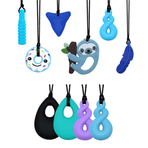 Collar masticable, juguetes sensoriales para niños con autismo, paquete de 10