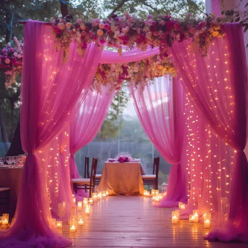 Miniatura 17 de Cortina de telón de fondo de tul negro de 10 x 10 pies con cadena de luces para fiestas, cortinas de fondo de fotos transparentes para bodas