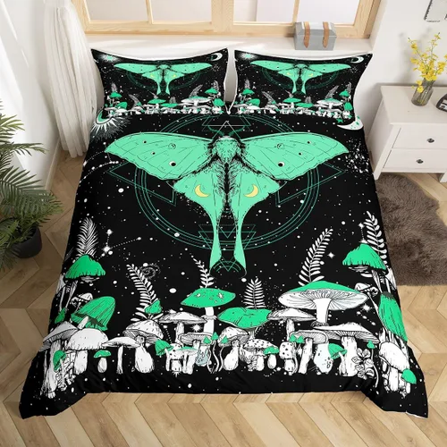 Miniatura 26 de Castle Fairy Juego de ropa de cama tamaño individual, juego de funda de edredón con diseño de ciervos y pinos para niños y niñas, juego de funda