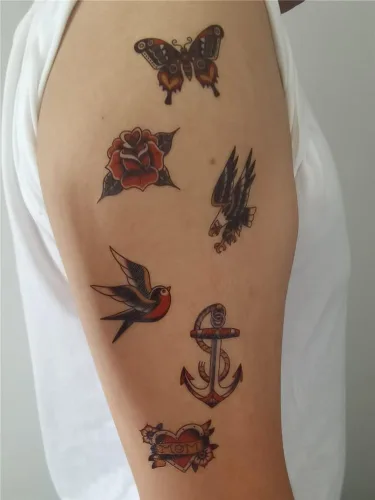 Miniatura 2 de Etiqueta engomada temporal del tatuaje del cráneo del ancla de la golondrina impermeable adultos hombres mujeres mano brazo hombro cuerpo arte
