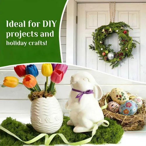 Miniatura 8 de Musgo verde falso – Musgo artificial para plantas de interior, imitación para manualidades, decoración de jardín de hadas de bricolaje, centros