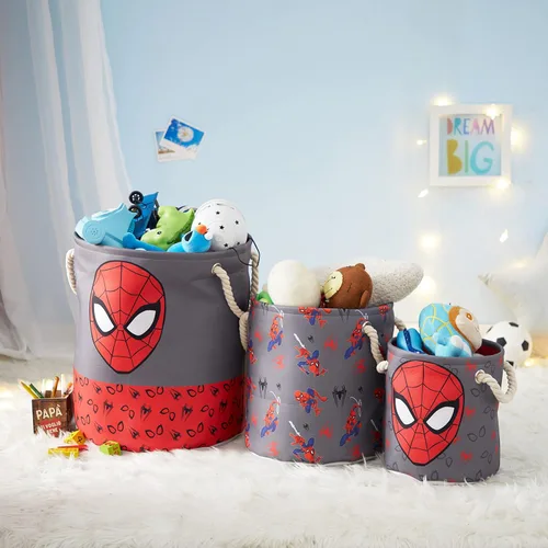 Miniatura 7 de Marvel Spiderman - Juego de cestas de almacenamiento de juguetes de 3 piezas, cubos de tela anidables con asas de cuerda, organizador de varios