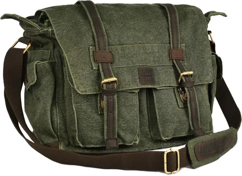 Miniatura 13 de Bolsa bandolera de hombro de lona LEATHER VILLAGE para hombres y mujeres – Elegante bandolera estilo mochila para oficina, viajes y uso diario