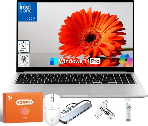 Samsung Galaxy Book4 Business Laptop Copilot AI PC, pantalla FHD de 15.6, procesador Intel 10-Core 7 150U, 16 GB de RAM, 2 TB SSD, teclado