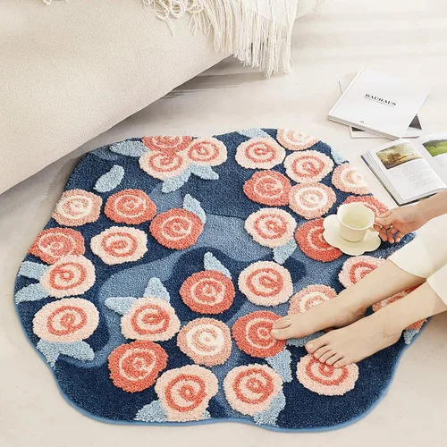 Miniatura 22 de Alfombra de musgo estéreo 3D irregulares con flores naturales, margaritas y musgo, para sala de estar, dormitorio, decoración estética del hogar