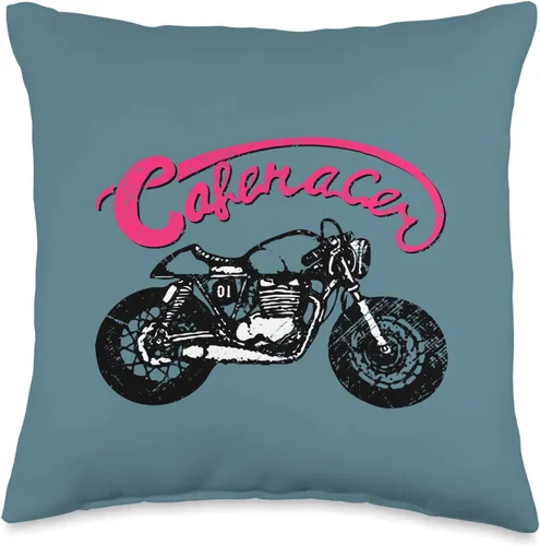 American Cafe Racer Motorcycle Apparel and Merch Cafe Racer Biker - Cojín de 16 x 16 pulgadas, multicolor