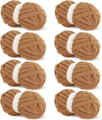 Miniatura 68 de HOMBYS Hilo de Chenille Grueso Carbón para Crochet, Hilo Grueso Espeso y Esponjoso para Tejer, Hilo Súper Grueso para Tejer Mantas a Mano, Hilo