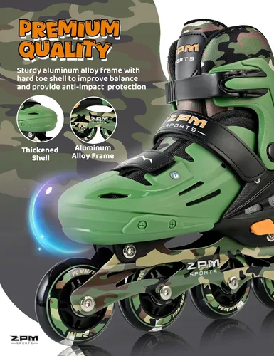 Miniatura 3 de 2PM SPORTS Patines en línea para niños y niñas de edades 5-8, 8-12, 3-5, 4-8, 6-12 con ruedas que se iluminan, patines de ruedas ajustables
