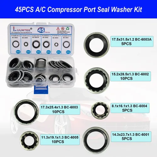 Miniatura 4 de Juego de 4 kits de reparación de aire acondicionado para automóvil, 270 piezas de juntas tóricas + 102 piezas A/C Kit de núcleo de válvula + 77