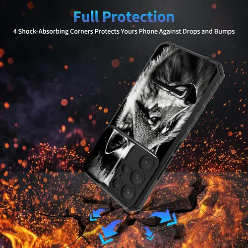 Miniatura 1153 de Funda para Samsung Galaxy S22 Ultra 5G, Galaxy S22 Ultra con cubierta de cámara deslizante, funda resistente de doble capa con función atril Black