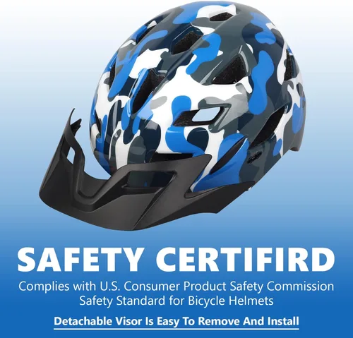Miniatura 3 de Kids Bike Helmet,Bavilk Kids Boys Girls Bike Helmets with LED Light Detachable Visor Children Youth Teen Multi-Sport for Skating Cycling Scooter