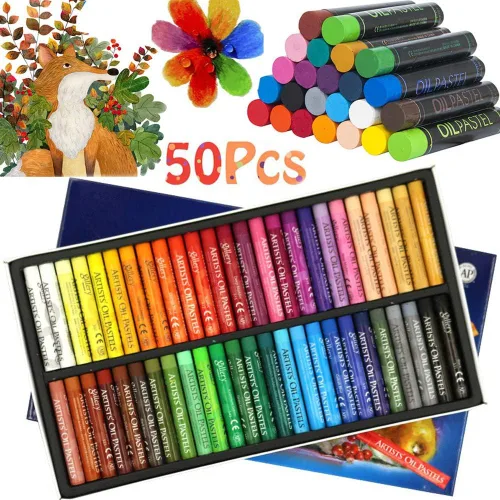 Miniatura 2 de Juego de pasteles al óleo, pintura profesional suave para dibujo, crayones de arte de grafiti lavables redondos no tóxicos, barras de pastel