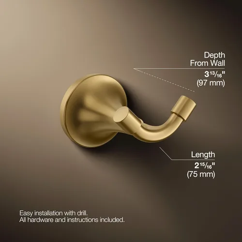 Miniatura 3 de KOHLER GANCHO TONE® ROBE Latón cepillado vibrante.
