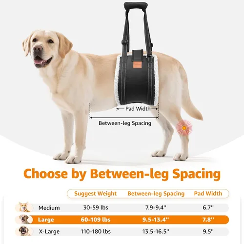 Miniatura 6 de LOOBANI Arnés de elevación para perros para patas traseras, arnés portátil para perros grandes, soporte para patas traseras, cómodo soporte