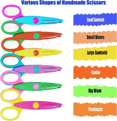 Miniatura 4 de Paper Edge - Juego de 6 tijeras de manualidades con patrones diferentes para profesores, álbumes de recortes, álbumes, niños, artes