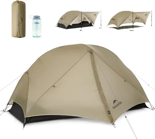 Naturehike Mongar UL Tienda [Actualización 2025] 1.5kg/3.3lb Tiendas ultralivianas, Tienda para 1/2 personas para mochileros, 4 modos de uso, Caqui