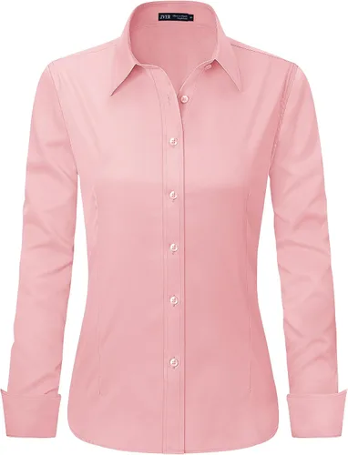 Miniatura 22 de J.VER - Camisas de vestir para mujer, diseño de manga larga, con botones, antiarrugas, blusa de trabajo unicolor