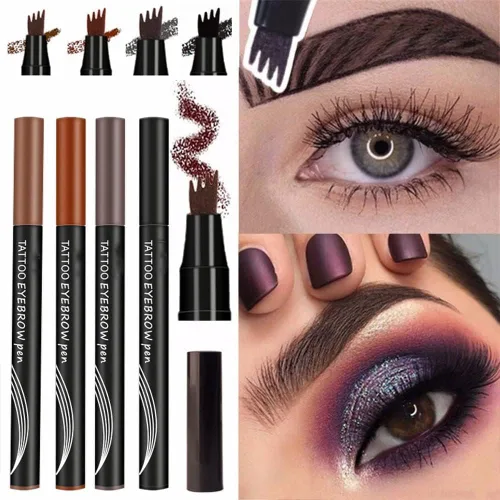 Miniatura 2 de Anjouze - Bolígrafo de microcuchilla, bolígrafo mágico impermeable para cejas, lápiz para cejas Microblading, 5 colores, impermeable, 4 tenedores