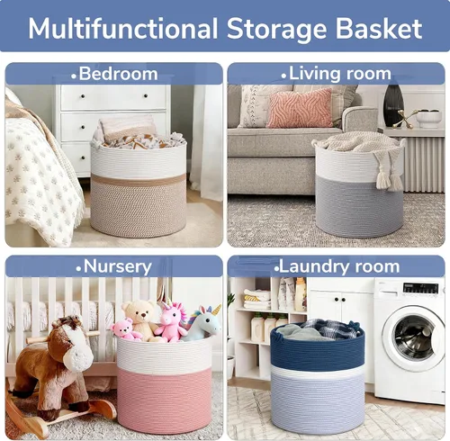Miniatura 4 de Goodpick Canasta de Almacenamiento de Juguetes de 17"x16" para Niños, Decoración del Hogar Sala de Estar, Canasta de Regalos para Bebé Varón