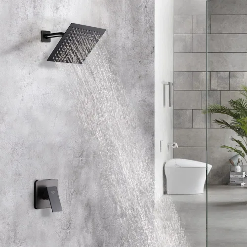 Miniatura 2 de Conjunto de llave de regadera color negro mate, sistema de regadera de lluvia para baño con cabezal de regadera de metal de acero inoxidable, kit