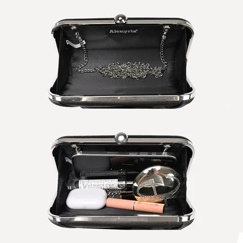 Miniatura 5 de Elegante bolso de mano de satén para mujer con lazo de diamantes de imitación, bolso formal para boda, fiesta, baile de graduación, cóctel