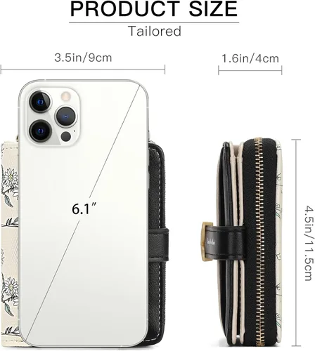 Miniatura 3 de GAEKEAO - Billetera pequeña para mujer con bloqueo RFID, de cuero vegano, plegable, con estampado floral, monedero con bolsillo con cremallera