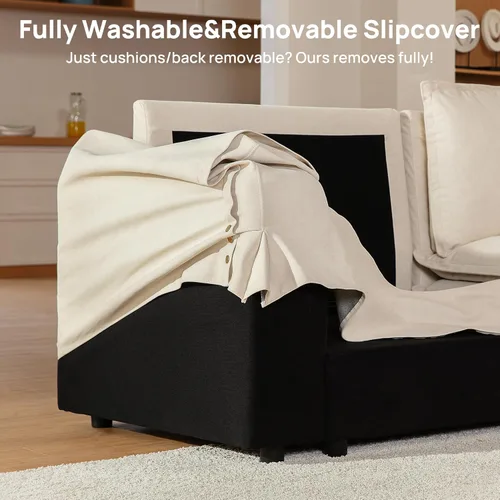 Miniatura 3 de Sofá modular lavable de gran tamaño de 89 pulgadas, sofá nube con funda totalmente extraíble, sofás seccionales para sala de estar, tela