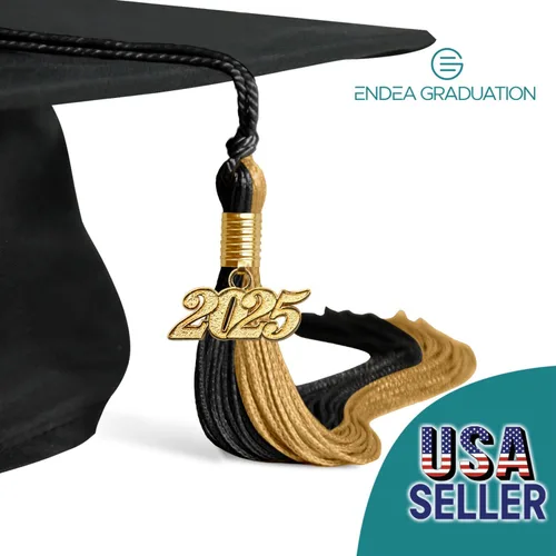 Miniatura 4 de Endea Graduation Borla de doble color con gota de fecha plateada (negro/oro antiguo, 2025)