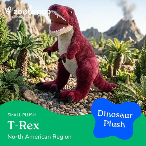Miniatura 5 de The Petting Zoo Peluche de dinosaurio T-Rex, regalo para niños, animales de dinosaurio, juguete de peluche de dinosaurio T-Rex rojo de 15 pulgadas
