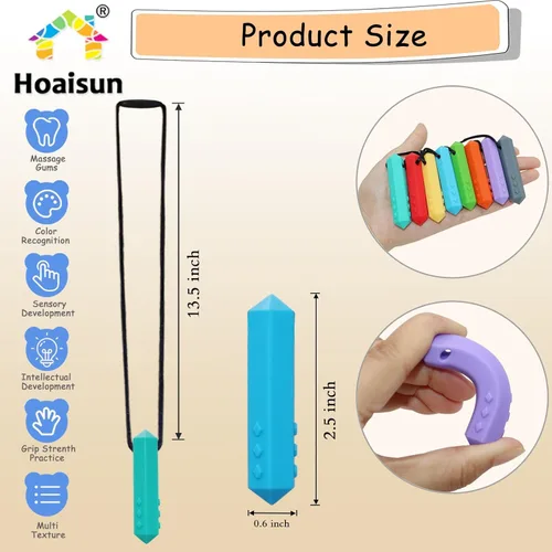 Miniatura 4 de Collares Masticables para Niños Sensoriales, Paquete de 8 Collares Masticables Sensoriales para Niños con Autismo, TDAH, TEP, Mordidas, Collar